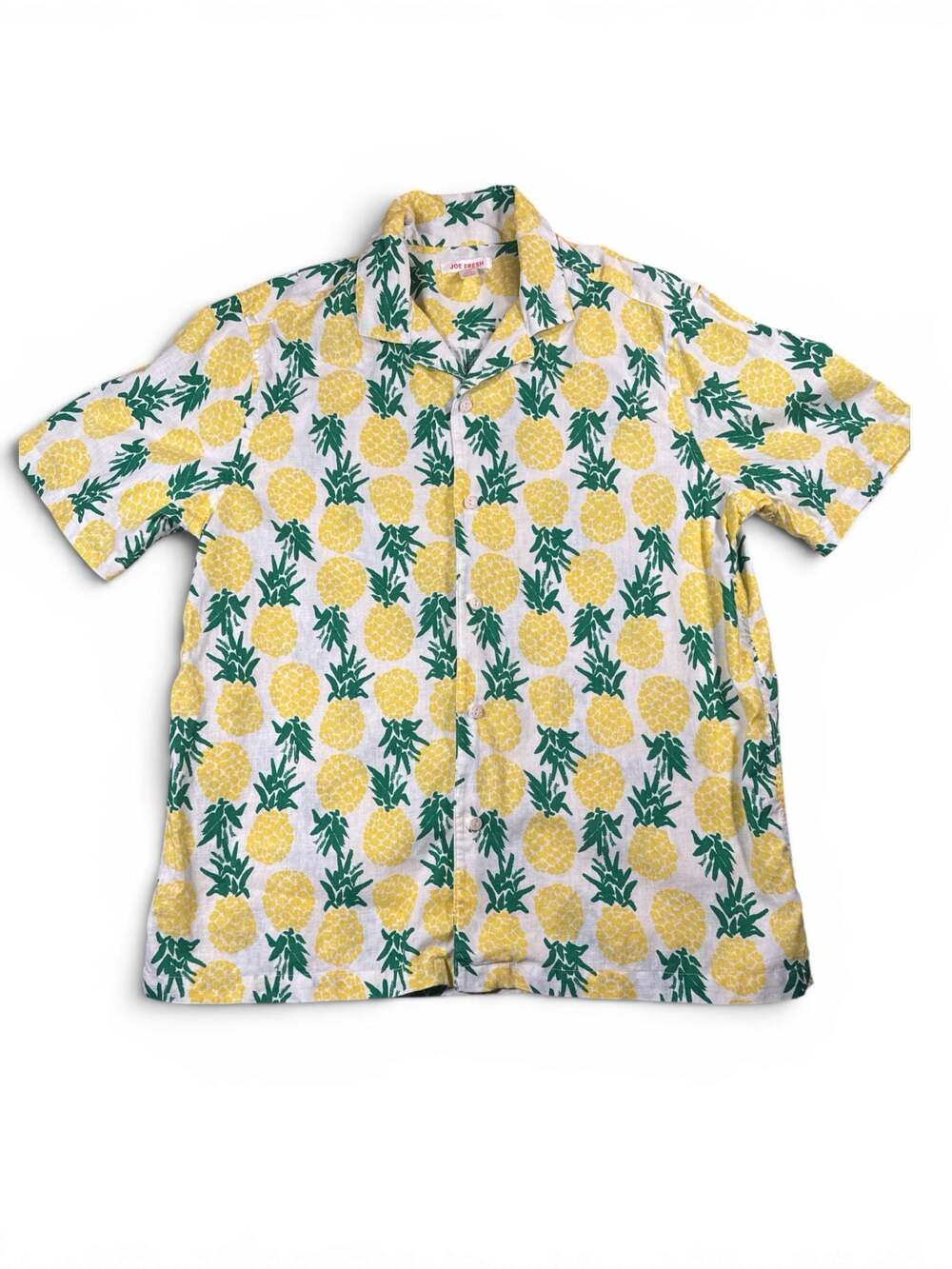 Joe Fresh Men's Short Sleeve Button-Down Pineapple Print Casual Shirt
